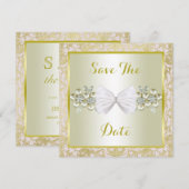 Gouden Glitters, Diamanten Bloemige Edelstenen & L Save The Date (Voorkant / Achterkant)