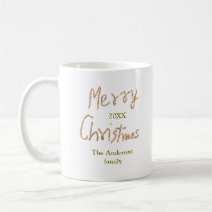 Gouden glitters feestelijke kerst voeg familienaam koffiemok