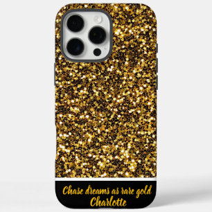 Gouden glitters fonkelend helder iPhone 16 pro max hoesje
