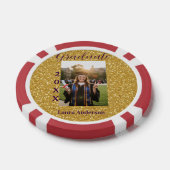 Gouden glitters foto afstuderen naam klas tekst poker chips (Enkel)