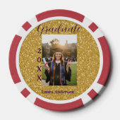 Gouden glitters foto afstuderen naam klas tekst poker chips (Achterkant)