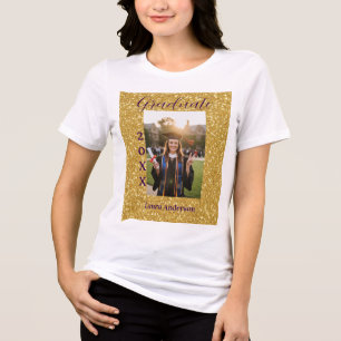 Gouden glitters foto afstuderen naam klas tekst Tri-Blend shirt