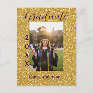 Gouden glitters foto afstuderen voeg naam klas tek briefkaart