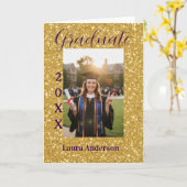 Gouden glitters foto afstuderen voeg naam klas tek kaart (Gele Bloem)