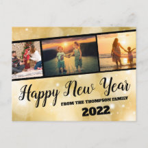 Gouden glitters Gelukkig Nieuwjaar fotocollage ans