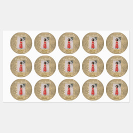 Gouden glitters gelukkige 15e verjaardag foto naam labels