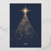 Gouden glitters glans blauw modern Kerstmis Vakant Folie Feestdagenkaart (Achterkant)