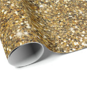 Gouden Glitters Glans Glitterig Glanzend Mooi Cadeaupapier (Rol Hoek)