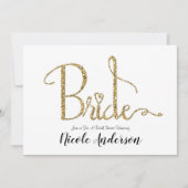 Gouden Glitters Glans Moderne Bruid Bruidsfeest Kaart (Voorkant)