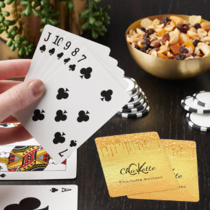 Gouden glitters glans monogram sprankel elegant pokerkaarten