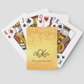 Gouden glitters glans monogram sprankel elegant pokerkaarten (Achterkant)