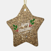 Gouden glitters, glanzend en fonkelend, Prettig ke Keramisch Ornament (Links)