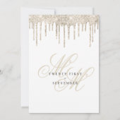 Gouden glitters glazuur monogram initiaal bruiloft kaart (Achterkant)