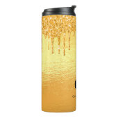 Gouden glitters glazuur monogram thermosbeker (Gedraaid links)