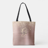 Gouden Glitters, Gouden Monogram, Zwarte Script Na Tote Bag (Achterkant)