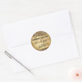 Gouden glitters handgemaakte dank je wel ronde sticker (Envelop)