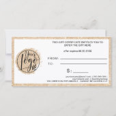 Gouden glitters hart zwart logo cadeaubon (Achterkant)