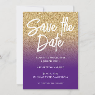Gouden Glitters Konings Paarse Ombre Save The Date