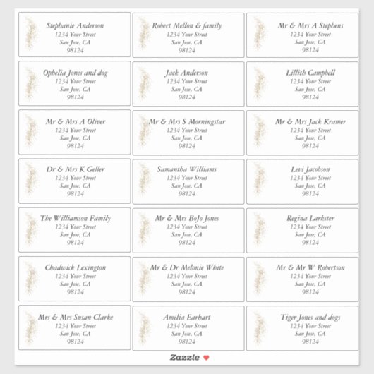 Gouden Glitters Naam- en Adreslabels voor gasten Sticker (Vel)