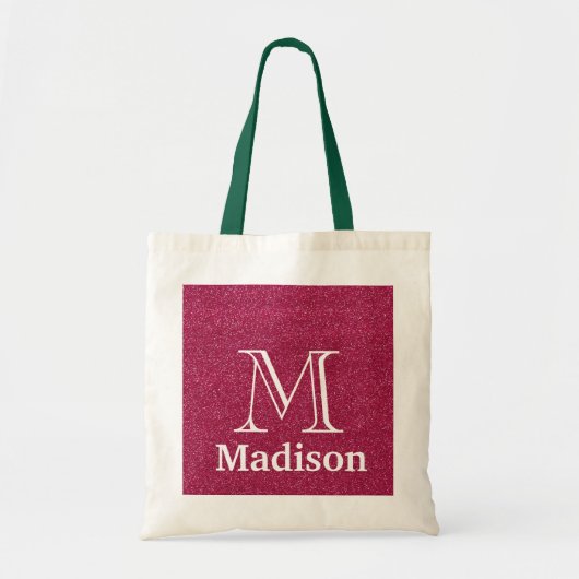 Gouden glitters nep gepersonaliseerde monogram tote bag (Voorkant)