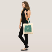 Gouden glitters nep gepersonaliseerde monogram tote bag (Voorkant (model))