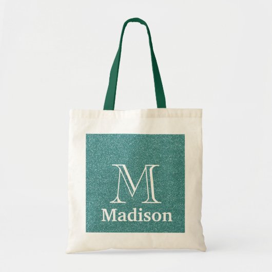Gouden glitters nep gepersonaliseerde monogram tote bag (Voorkant)