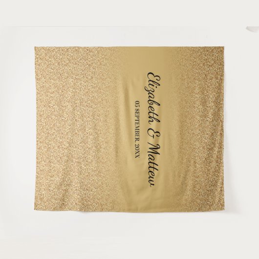 Gouden glitters ombre elegante trouw achtergrond wandkleed (Voorkant (horizontaal))