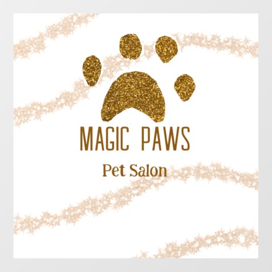Gouden glitters poten huisdier salon voeg naam e-m raamsticker (Vel)