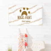 Gouden glitters poten huisdier salon voeg naam e-m spandoek (Insitu)