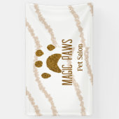 Gouden glitters poten huisdier salon voeg naam e-m spandoek (Verticaal)