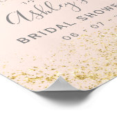 Gouden glitters roze bruiloft welcome poster (Hoek)