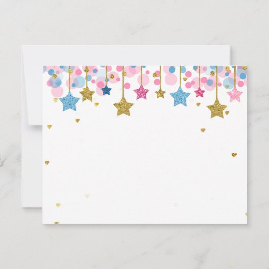 Gouden glitters roze maan bedankkaart (Achterkant)