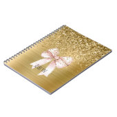 Gouden glitters roze strik notitieboek (Linkerzijde)