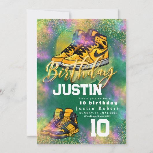 Gouden glitters Sneaker Bal Verjaardagsfeest kleur Kaart (Voorkant)