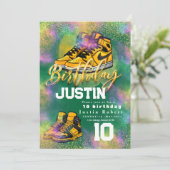 Gouden glitters Sneaker Bal Verjaardagsfeest kleur Kaart (Staand voorkant)