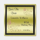 Gouden Glitters & Sparkly Butterfly 100ste verjaar Magneet (Voorkant)