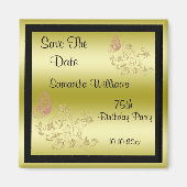 Gouden Glitters & Sparkly Butterfly 75e verjaardag Magneet (Voorkant)