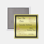 Gouden Glitters & Sparkly Butterfly 90ste verjaard Magneet (Voorkant / Achterkant)