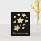 Gouden glitters Sterren Prettig Kerstfeest Vakanti Kaart (Gele Bloem)