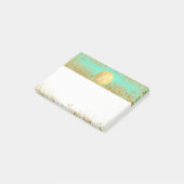 Gouden Glitters & Teal Aqua Glam Op Maat Gemaakte  Post-it® Notes (Schuin)