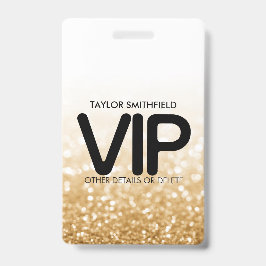 Gouden glitters trendy VIP badge met koord custom