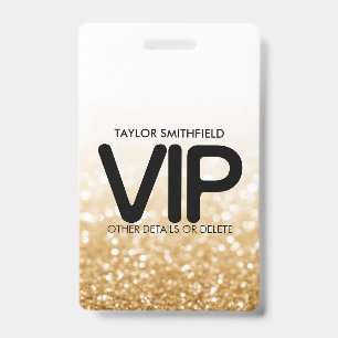Gouden glitters trendy VIP badge met koord custom