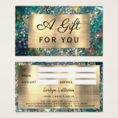 Gouden glitters turkoois opaal cadeaukaart visitekaartje (Voorkant /achterkant)