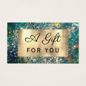 Gouden glitters turkoois opaal cadeaukaart visitekaartje (Voorkant)