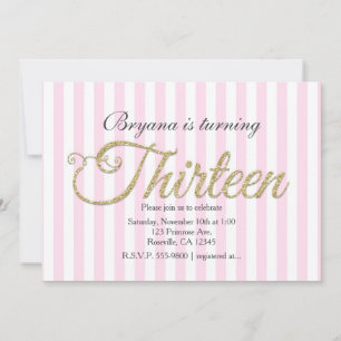 Gouden glitters UITnodigingen voor een pink feestj