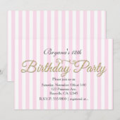 Gouden Glitters VERJAARDAGSFEES Roze Uitnodigingen (Voorkant / Achterkant)