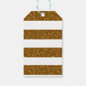 Gouden Glitters & Witte Strepen Chic Feest Cadeaub Cadeaulabel (Achterkant)