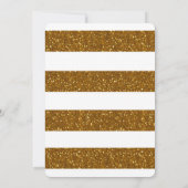 Gouden Glitters & Witte Strepen Glamour Uitnodigin Kaart (Achterkant)