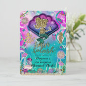 Gouden glitters Zeemeermin & Schelpen Onder de Zee Kaart (Staand voorkant)