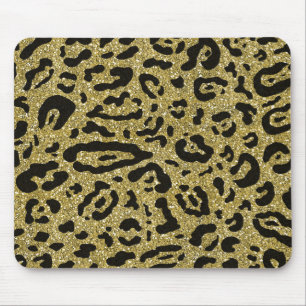 Gouden Glitters Zwart Cheetah Luipaard Dierenprint Muismat